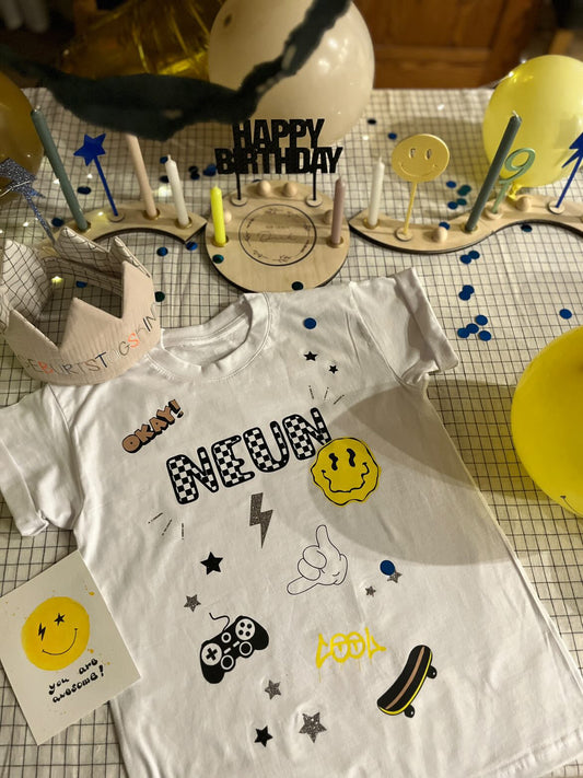 Geburtstagsshirt für coole Jungs Smile, Gamer, Skateboard