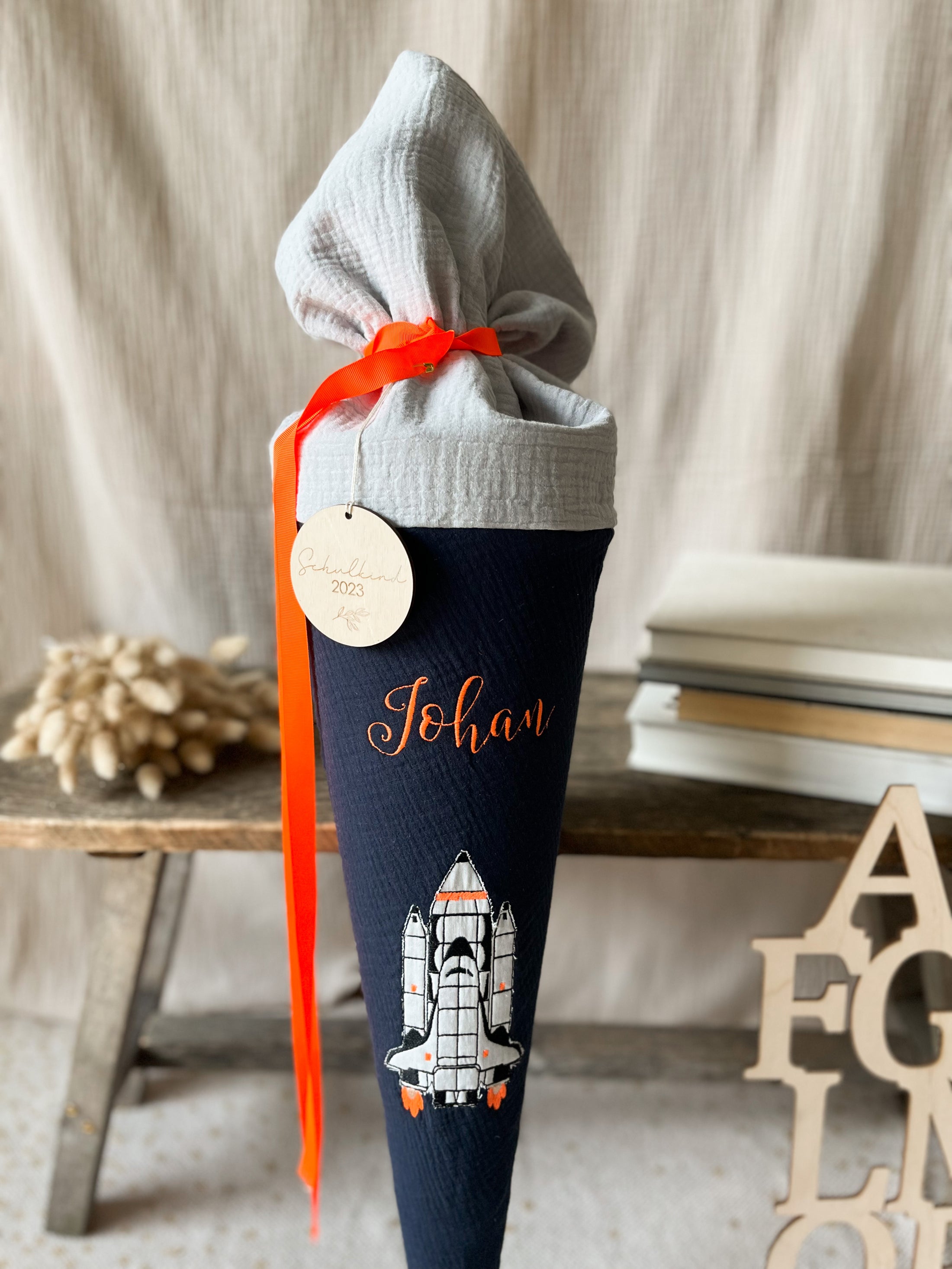 Schultüte Musselin RAKETE Spaceshuttle