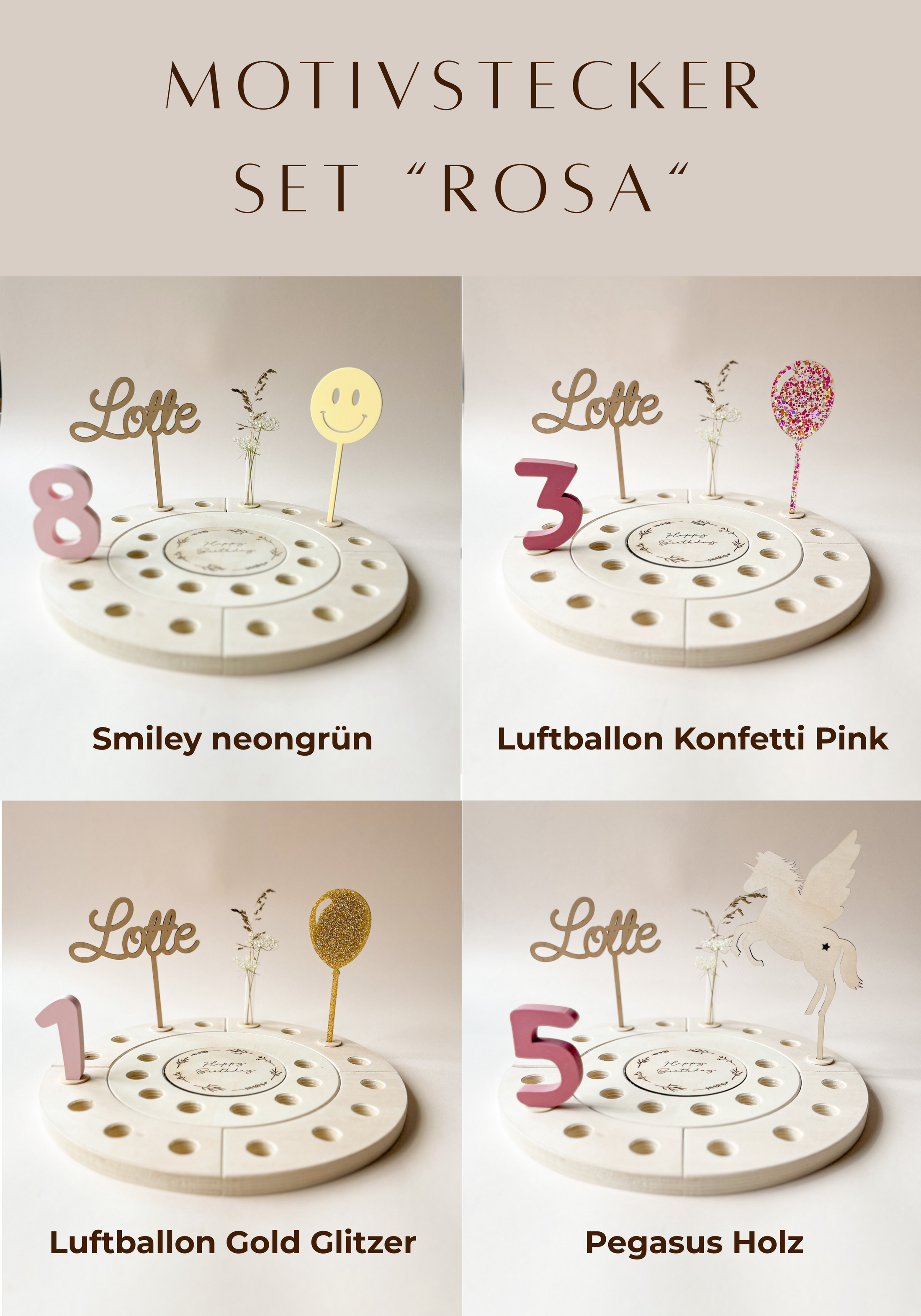 Geburtstagskranz-Starter-Set: Kranz „Happy Birthday“ + GRATIS Motivstecker