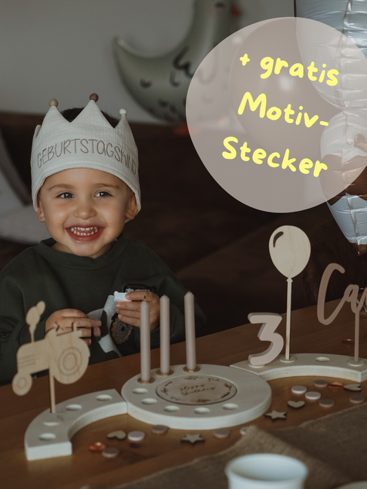 Geburtstagskranz-Starter-Set: Kranz „Happy Birthday“ + GRATIS Motivstecker