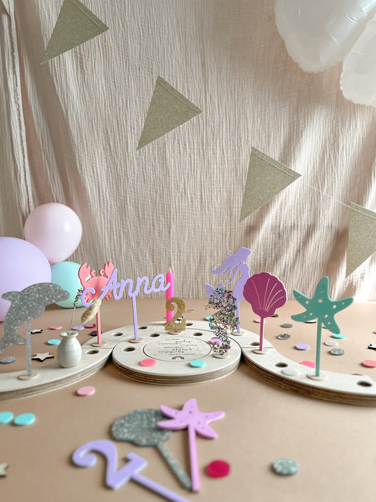 Motivstecker Meerjungfrau Delfin Unterwasserwelt | Cake Topper für Tortendeko