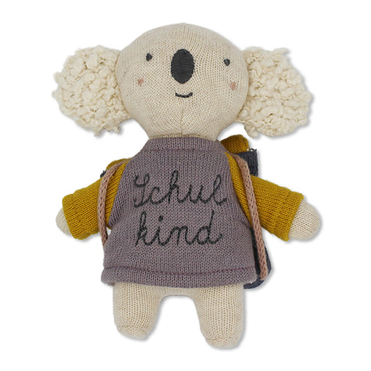 Kuscheltier Mini Koala "Schulkind" | Mutmacher | Geschenk zur Einschulung | mit Mini Schulranzen und Shirt
