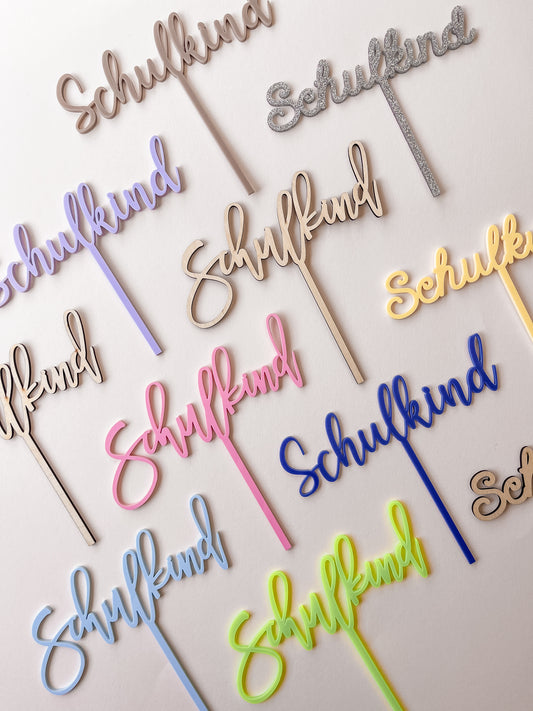Cake Topper SCHULKIND bunt oder Holz
