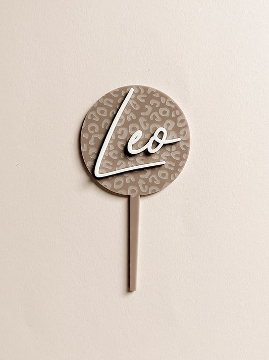 Cake Topper / Motivstecker Name 3D Leo-Look