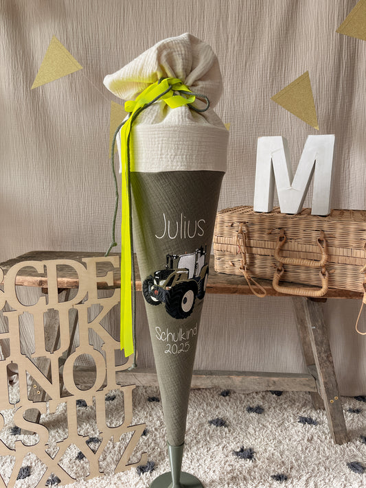 Schultüte Traktor realistisch | für Trecker Fans | Optional mit Name | freie Farbwahl