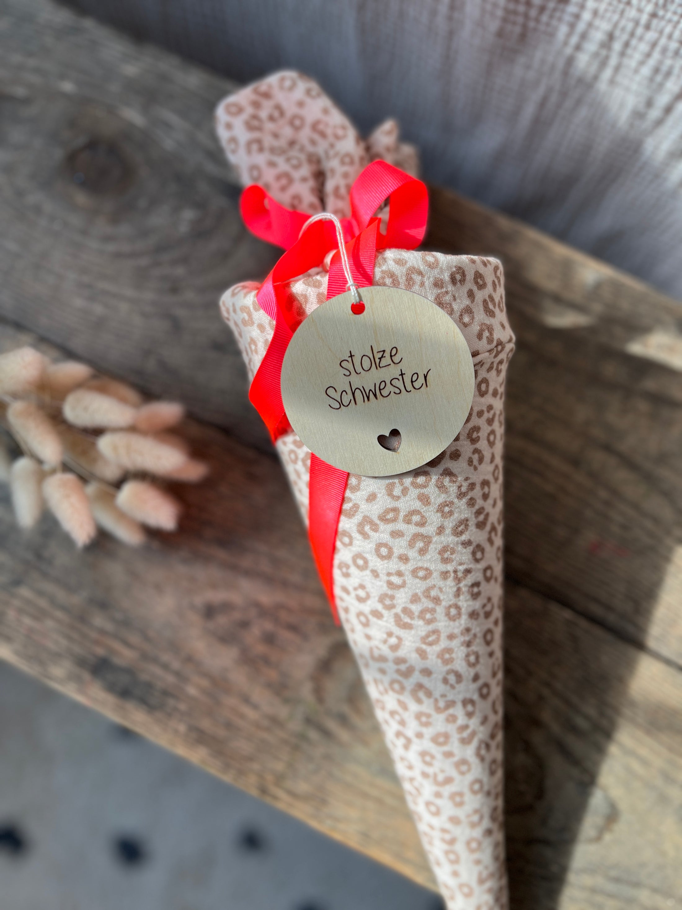 Kita-Tüte / Geschwistertüte Musselin Leo Beige