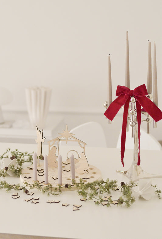 Motivstecker Krippe | für Adventskranz | Moderne Krippenfiguren | Adventsspirale