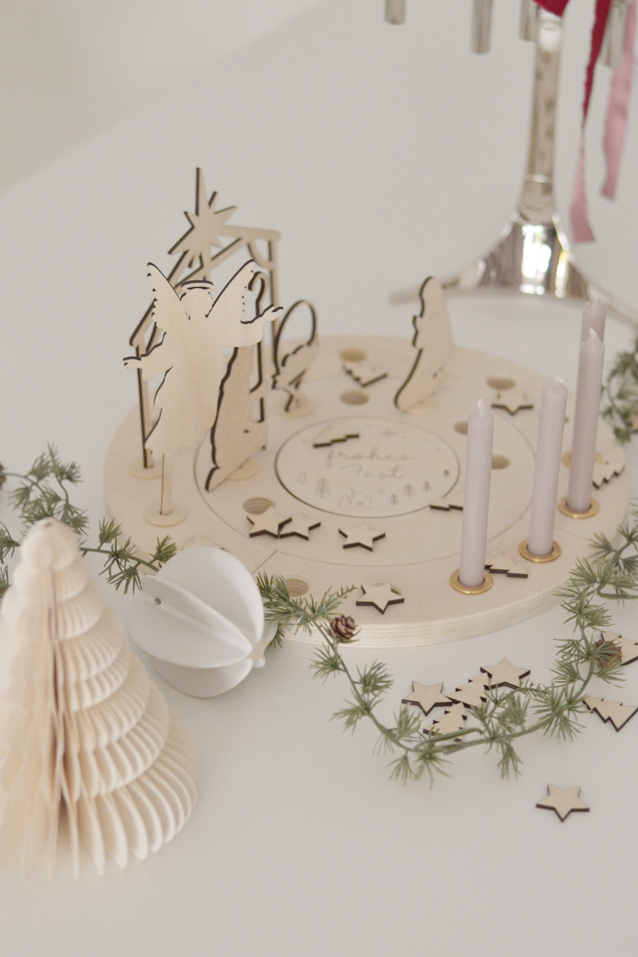 Motivstecker Krippe | für Adventskranz | Moderne Krippenfiguren | Adventsspirale