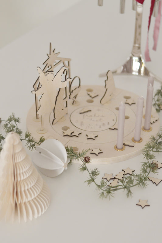 Motivstecker Krippe | für Adventskranz | Moderne Krippenfiguren | Adventsspirale