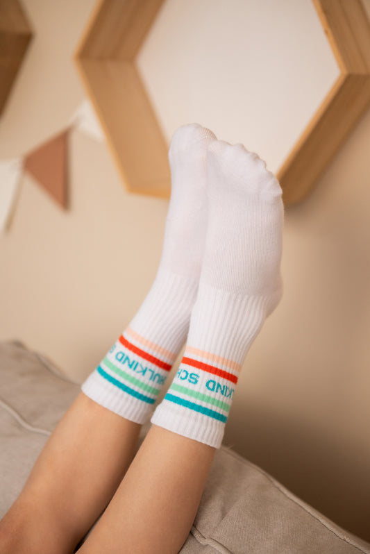 Schulkind Socken Orange-Mint-Blau