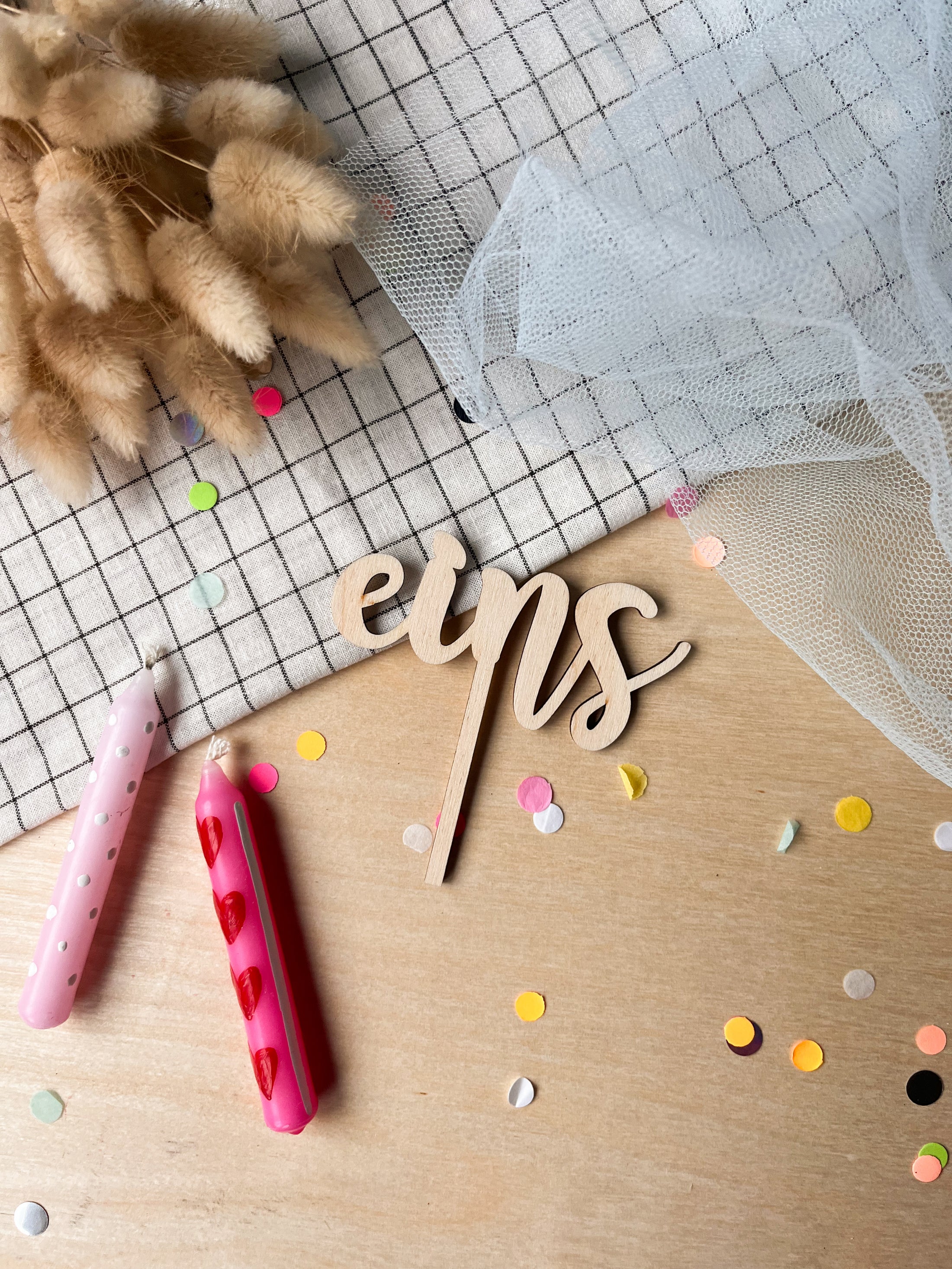 Cake Topper Zahl als Wort klassische Schrift aus Holz