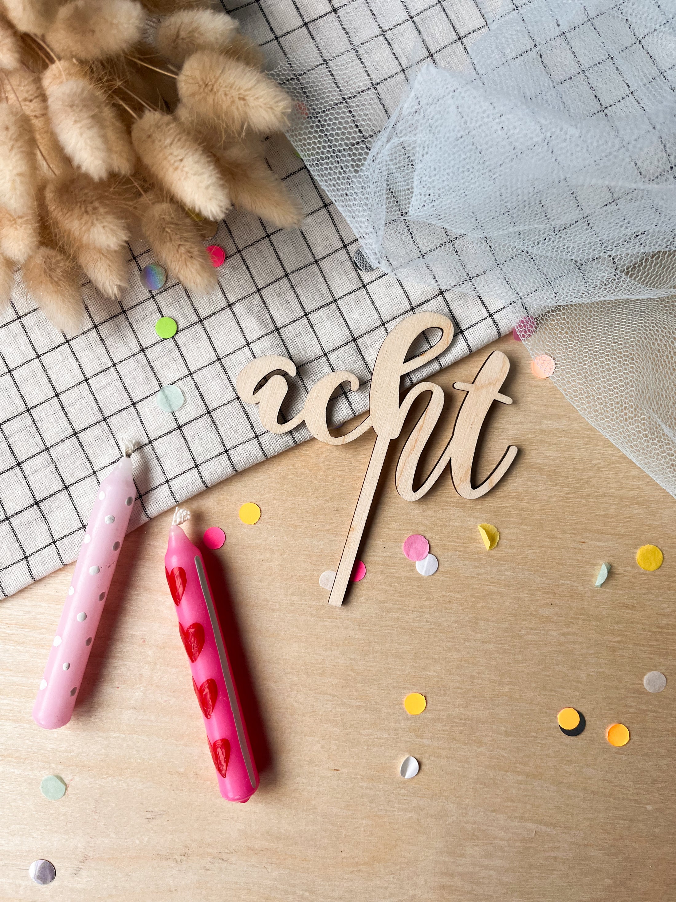 Cake Topper Zahl als Wort klassische Schrift aus Holz