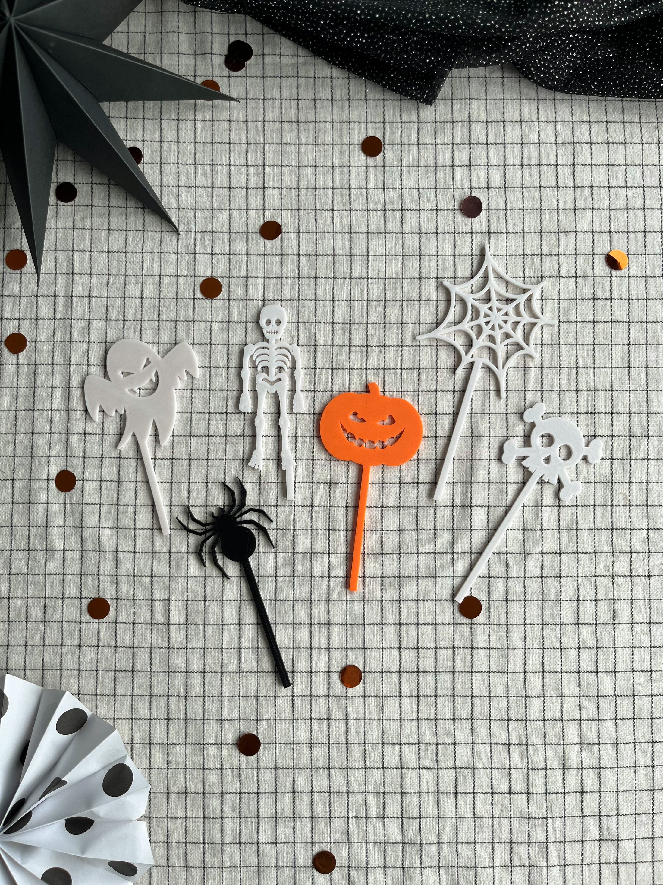 Motivstecker Halloween | Steckfigur Fledermaus / Geist / Kürbis uvm. | für Geburtstagskranz