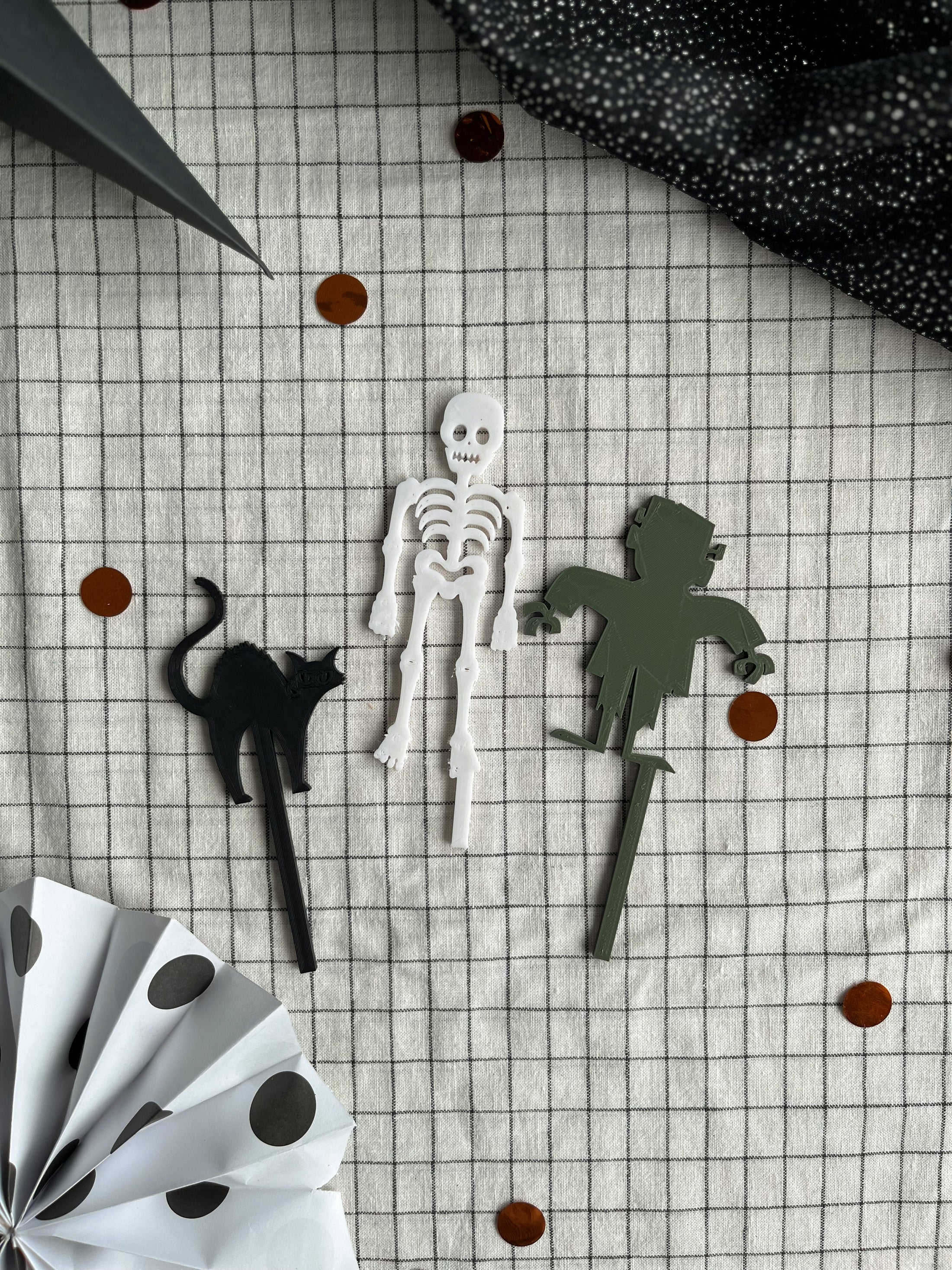 Motivstecker Halloween | Steckfigur Fledermaus / Geist / Kürbis uvm. | für Geburtstagskranz