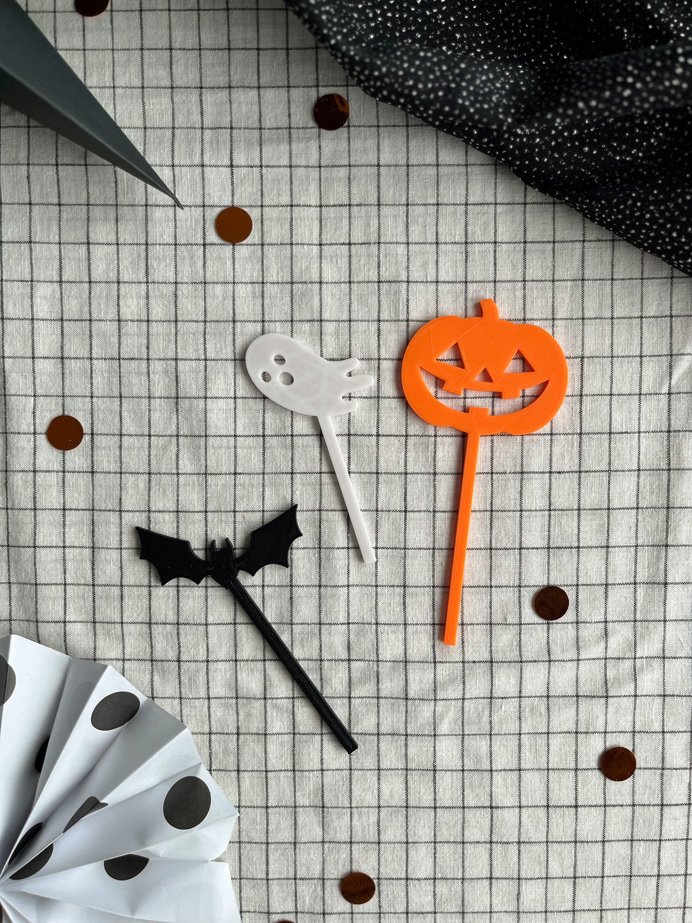 Motivstecker Halloween | Steckfigur Fledermaus / Geist / Kürbis uvm. | für Geburtstagskranz