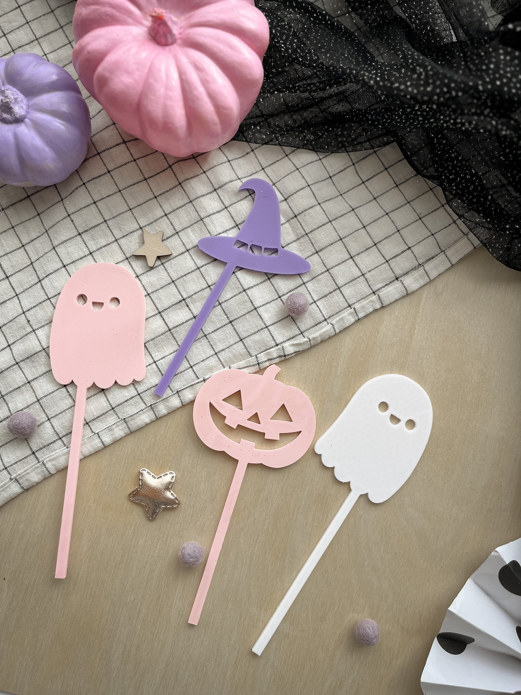 Motivstecker Halloween | Steckfigur Fledermaus / Geist / Kürbis uvm. | für Geburtstagskranz