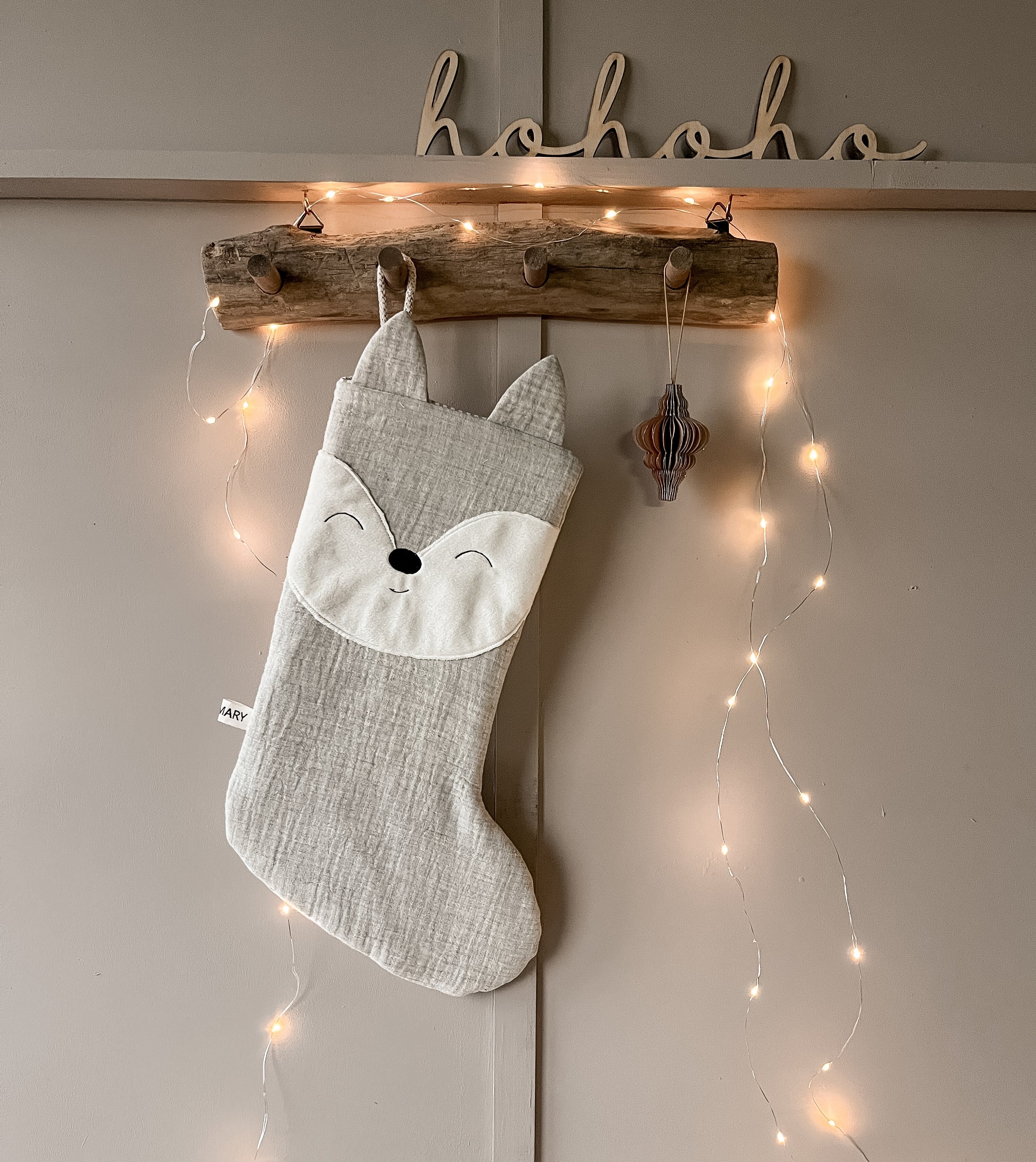 Nikolausstiefel niedlicher Fuchs mit Name | Weihnachtsstrumpf Tiermotiv | Weihnachtssocke Waldtiere | nachhaltiges Nikolausgeschenk |