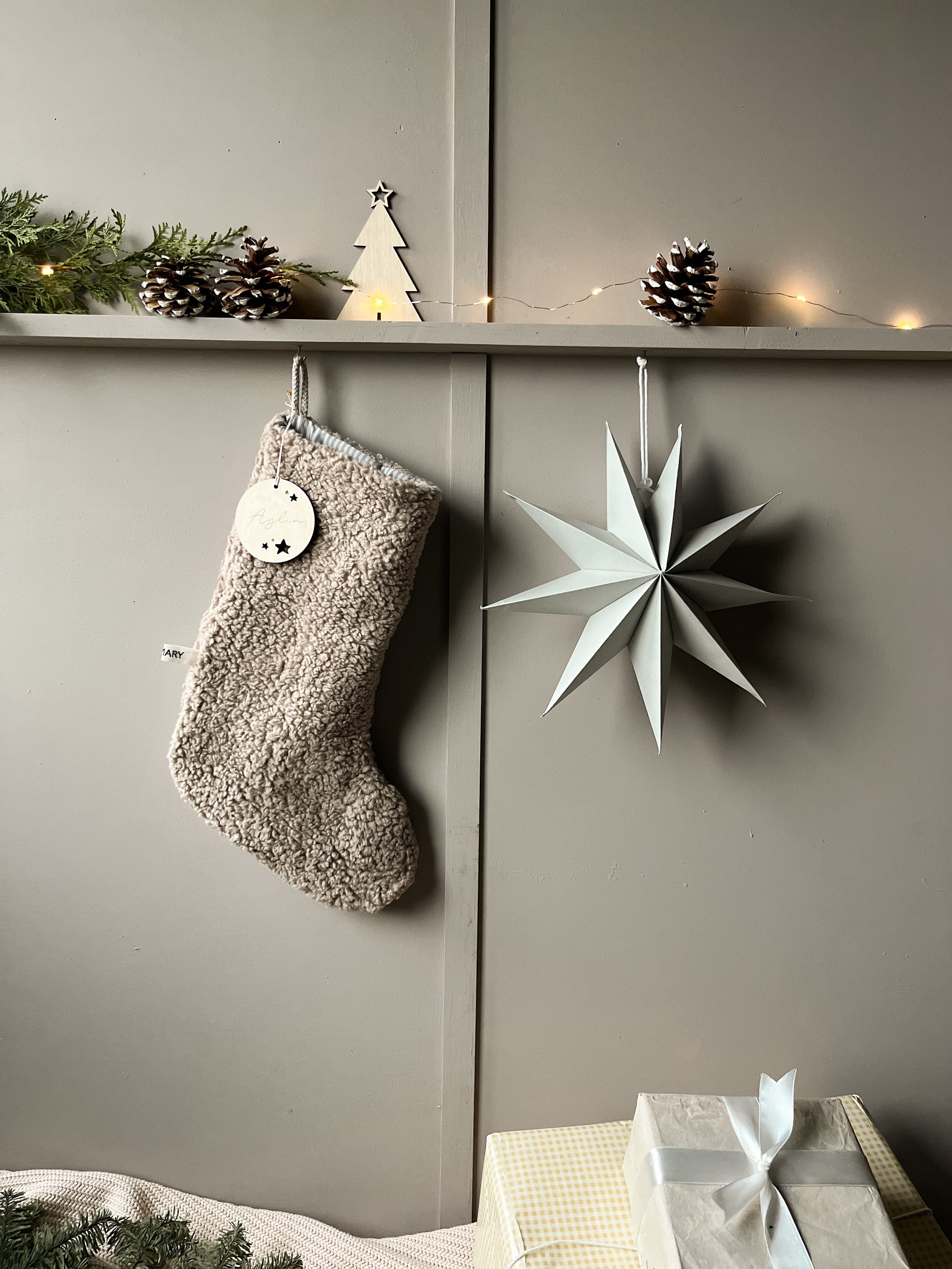 SALE% Nikolausstiefel Teddystoff | Weihnachtsstiefel Kuschel-Teddy Leo oder Uni | Weihnachtssocke Teddyplüsch