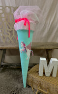 Bild in Galerie-Betrachter laden, Schultüte PEGASUS Einhorn | Musselin Aqua & Glitzertüll Sternchen Hellrosa
