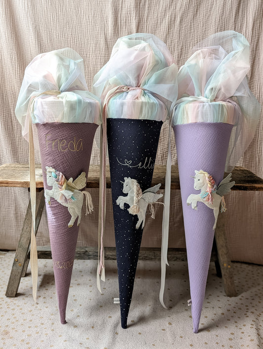 Schultüte Musselin Einhorn PEGASUS | freie Farbwahl