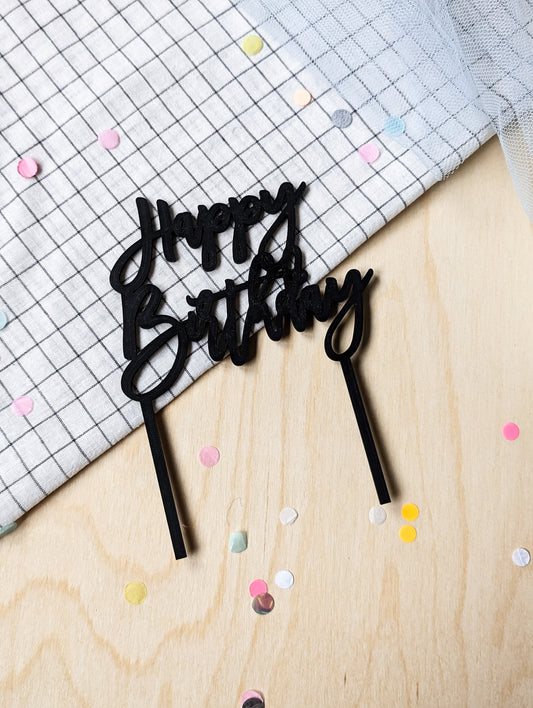 Cake Topper HAPPY BIRTHDAY bunt oder Holz / Motivstecker für den Geburtstagskranz