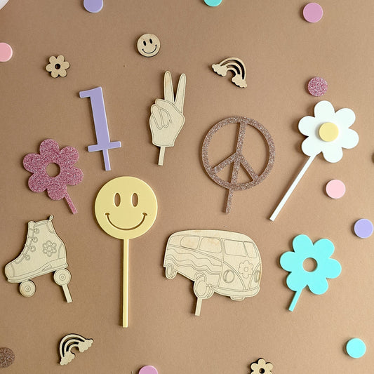 Cake Topper Motivstecker Hippie Girl Power Groovey Sommer