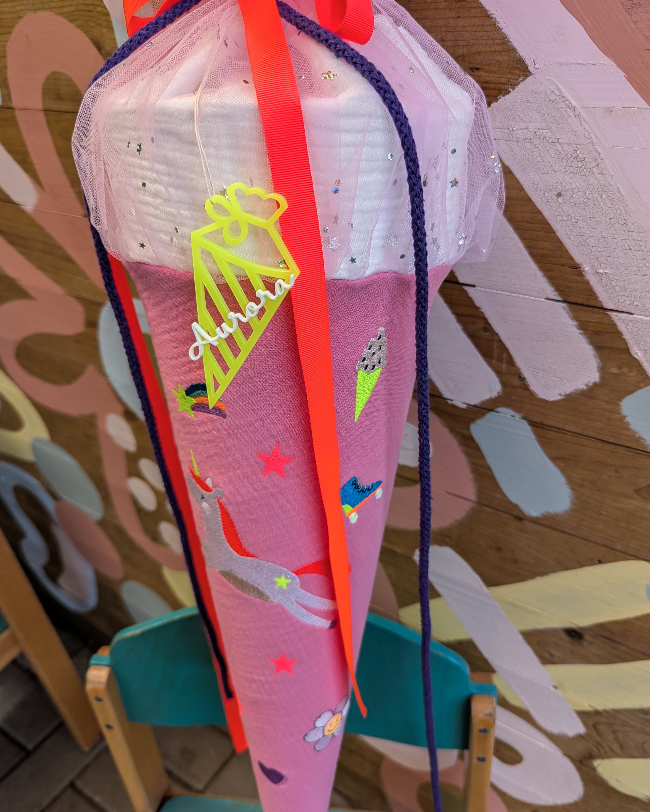 Schultüte Einhorn & Mini Motive mit Neon Details | freie Farbwahl