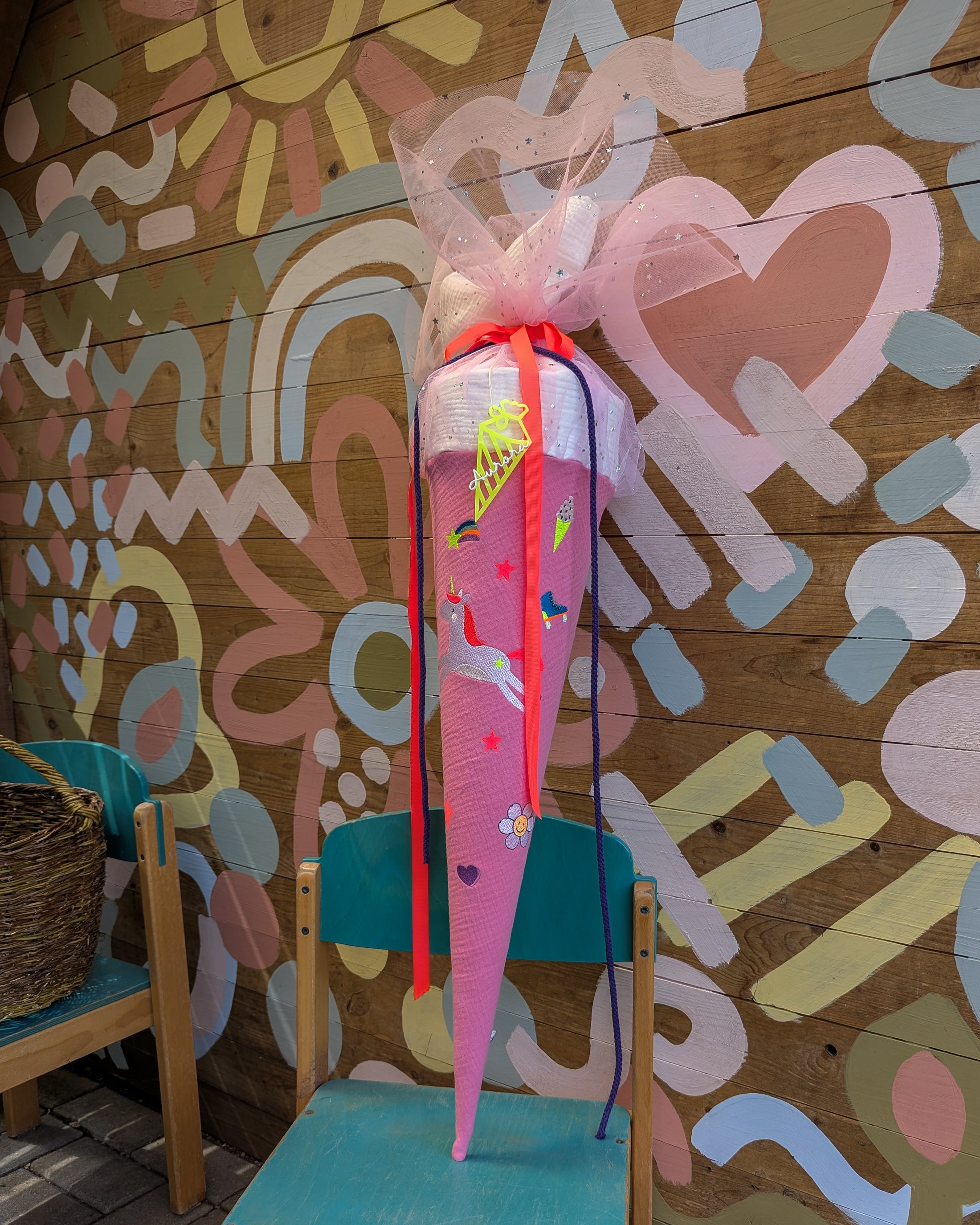 Schultüte Einhorn & Mini Motive mit Neon Details | freie Farbwahl