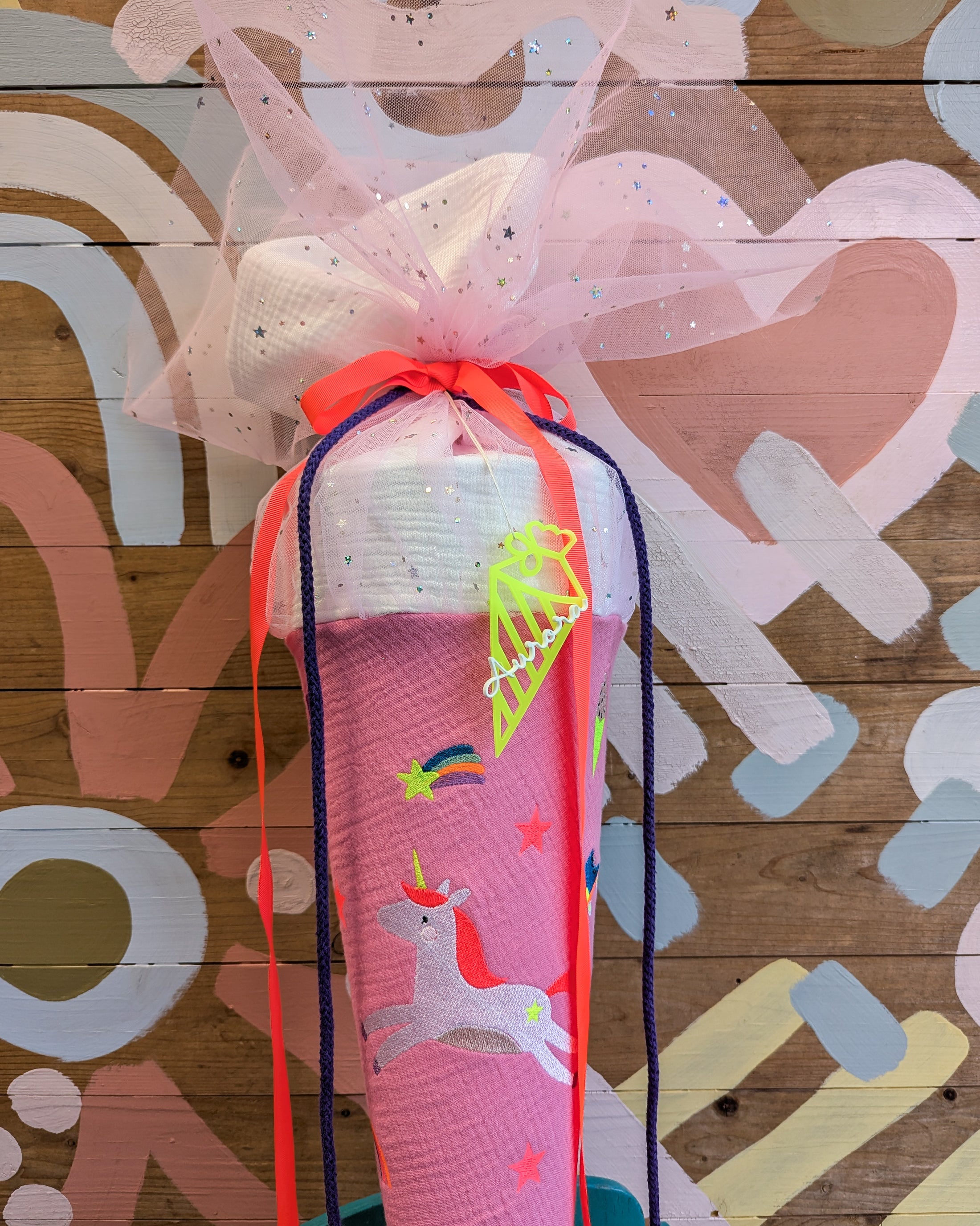 Schultüte Einhorn & Mini Motive mit Neon Details | freie Farbwahl