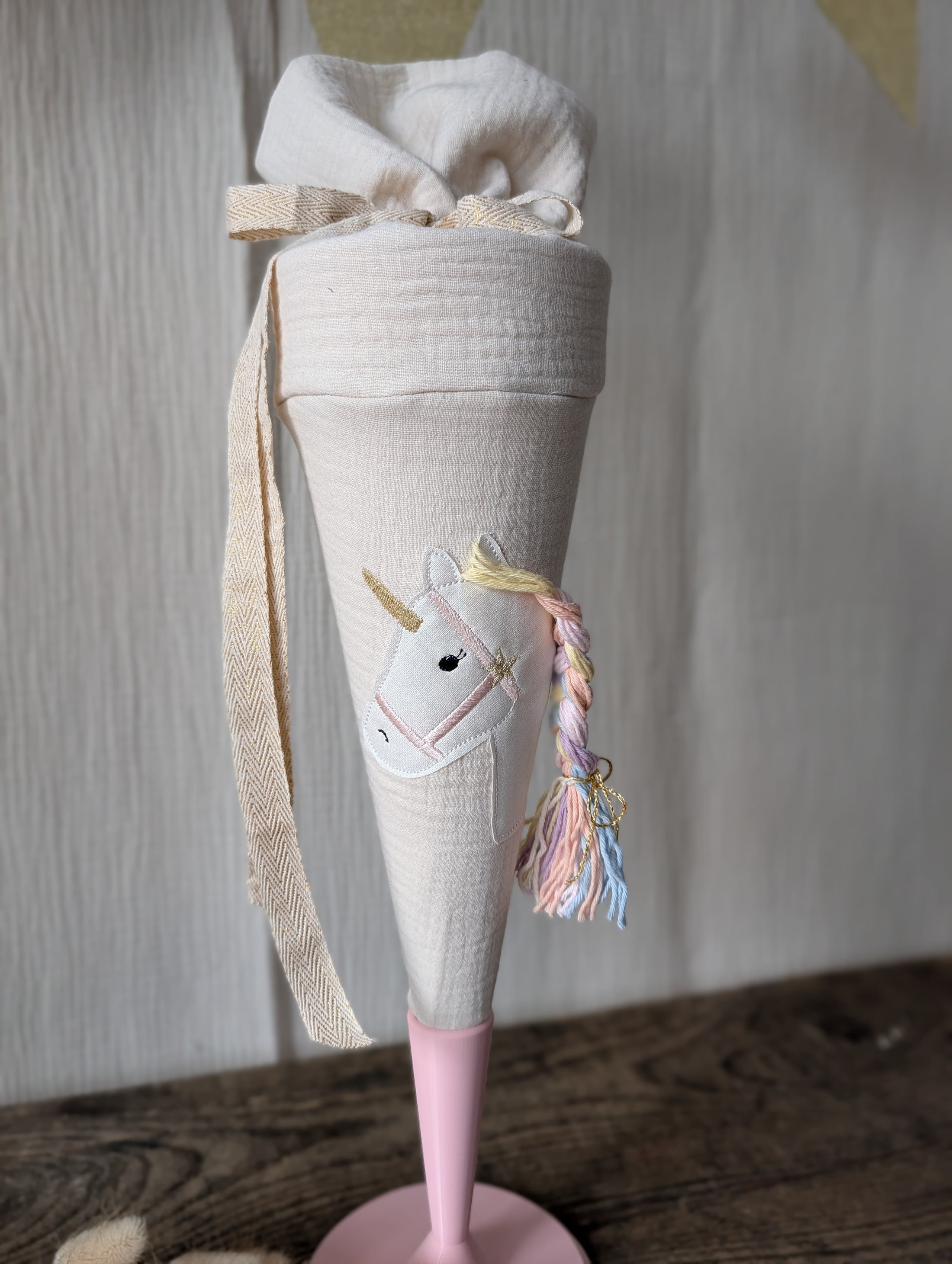 Kita-Tüte / Geschwistertüte Musselin Einhorn