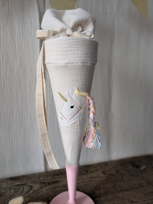 Kita-Tüte / Geschwistertüte Musselin Einhorn