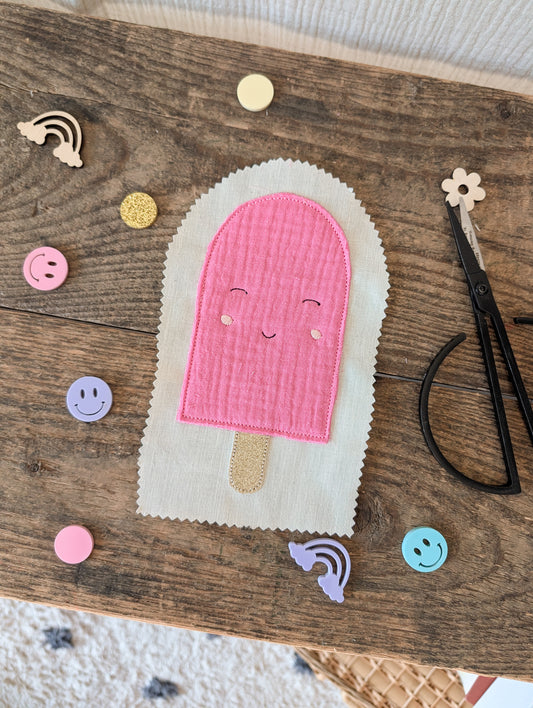 Aufnäher Eis am Stiel | Musselin Pink Applikation