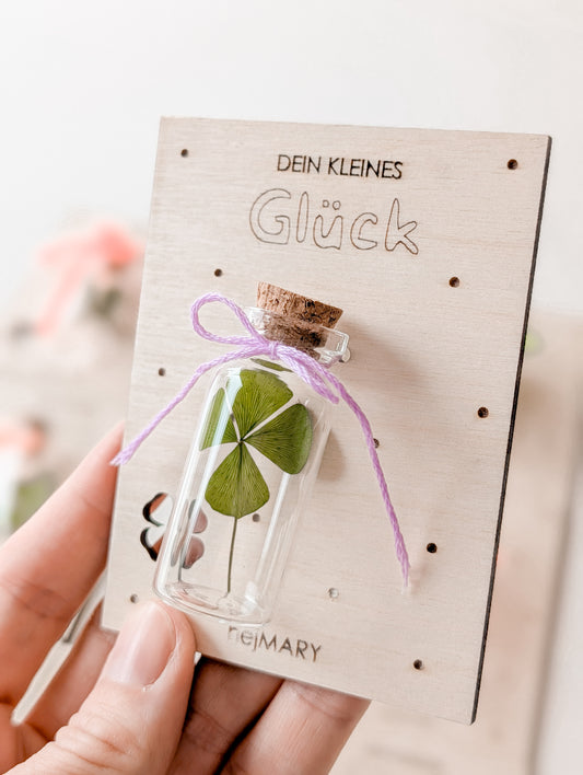 Glücksbringer Geschenk | echtes vierblättriges Kleeblatt |