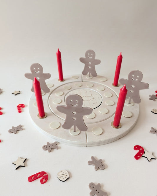 Adventskranz Starter-Set | Lebkuchenmännchen | Rot Braun