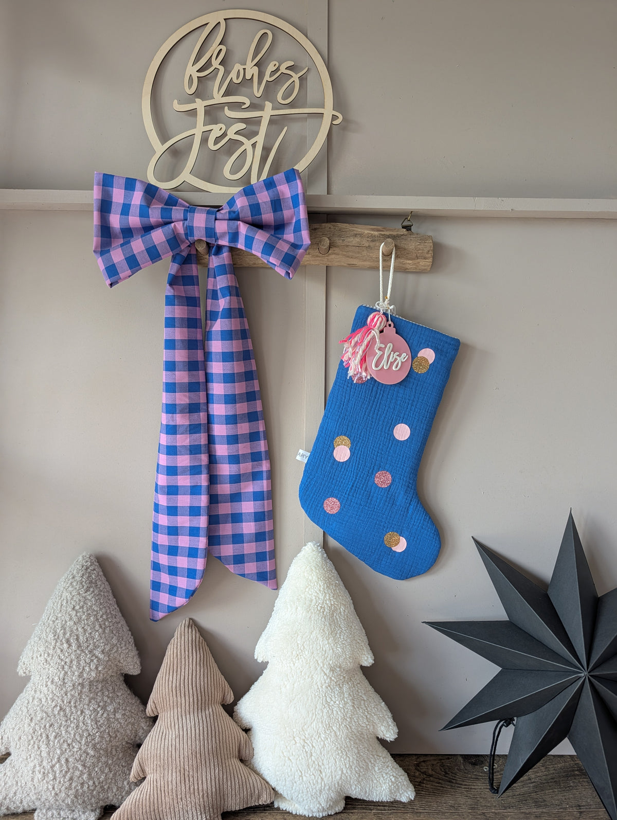 Bunte Nikolausstiefel Neon Punkte | bunter Weihnachtsstrumpf | Weihnachtssocke