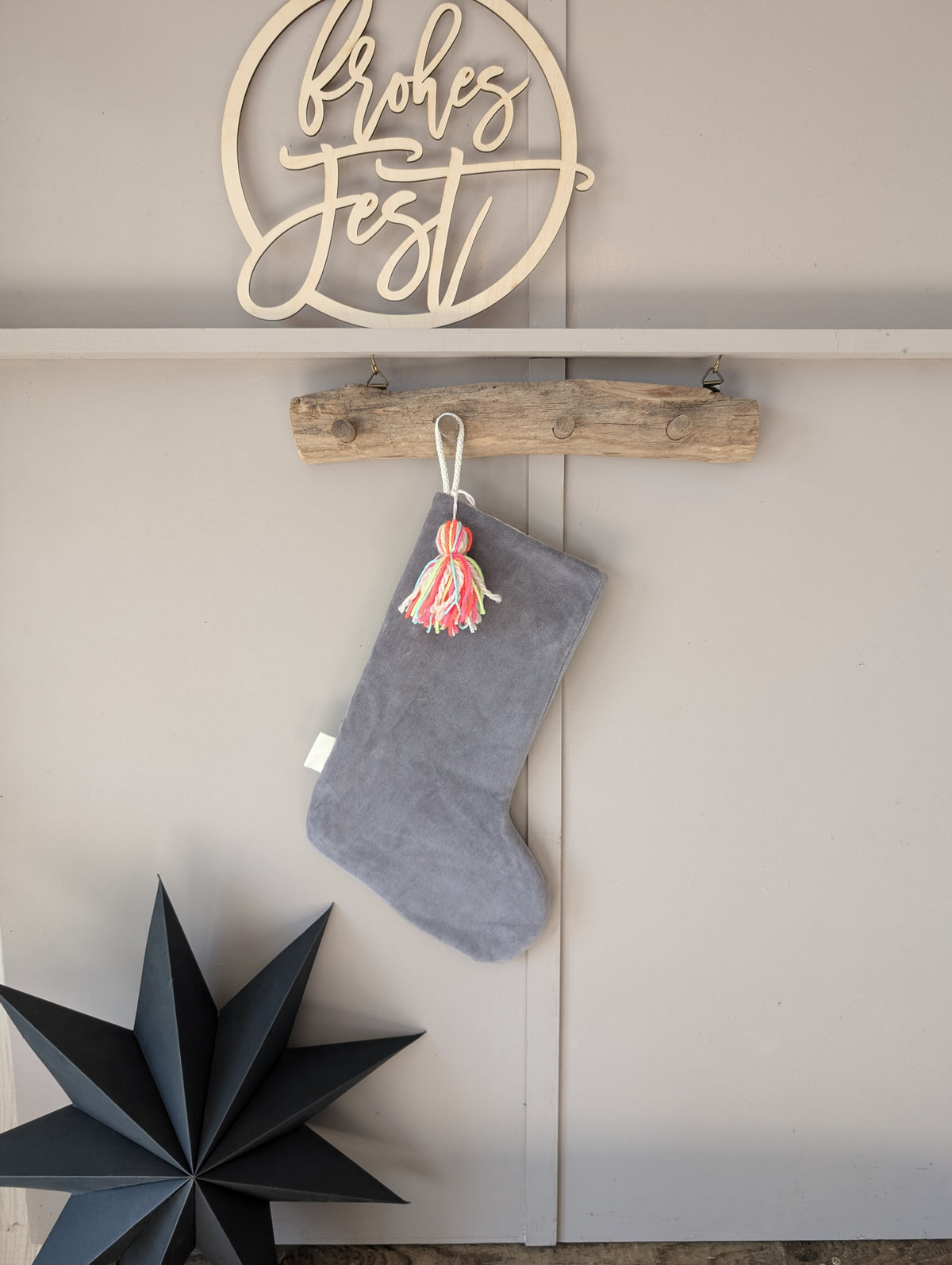 SALE% Nikolausstiefel Nikki | Samt Grau