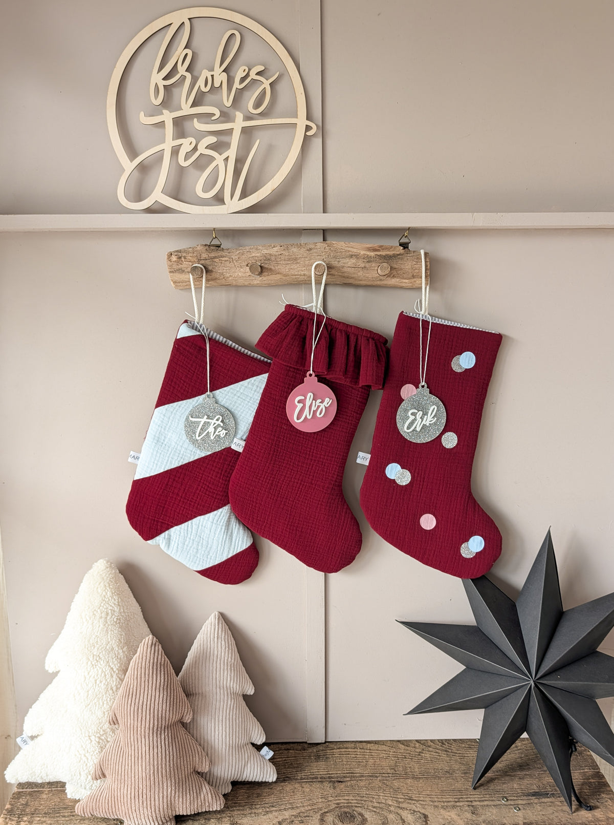 Nikolausstiefel Limited Edition | Weihnachtsstrumpf | Bordeaux Hellblau