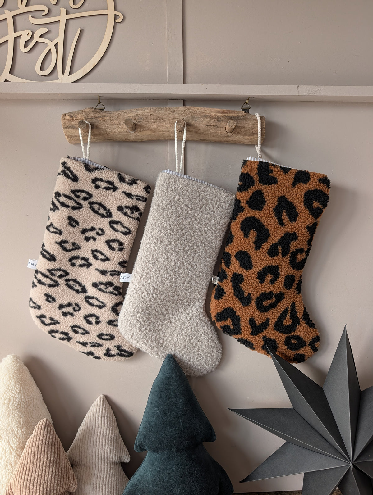 Nikolausstiefel Teddystoff | Weihnachtsstrumpf