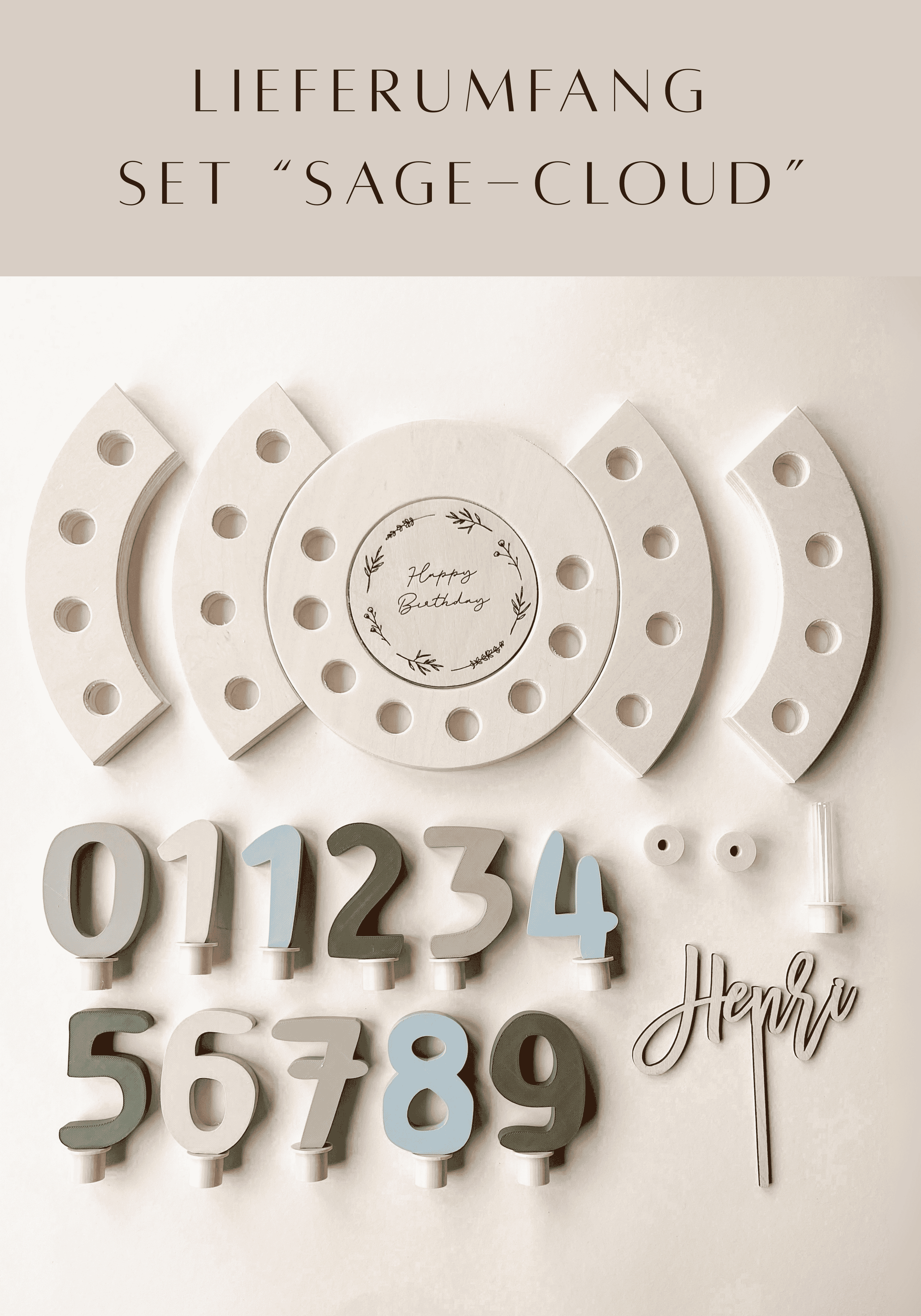 Geburtstagskranz-Starter-Set: Kranz „Happy Birthday“ + GRATIS Motivstecker