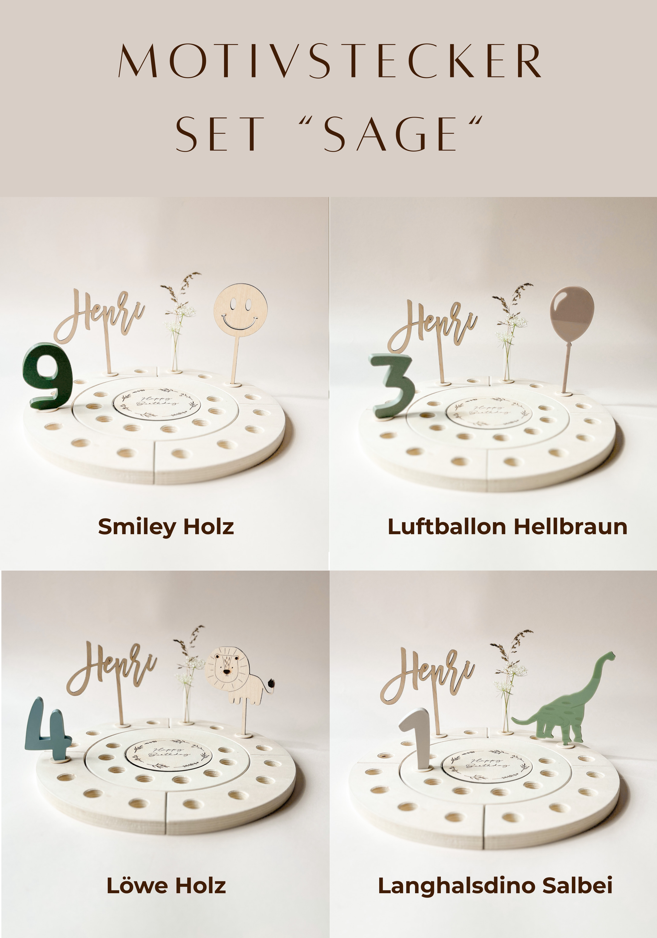 Geburtstagskranz-Starter-Set: Kranz „Happy Birthday“ + GRATIS Motivstecker