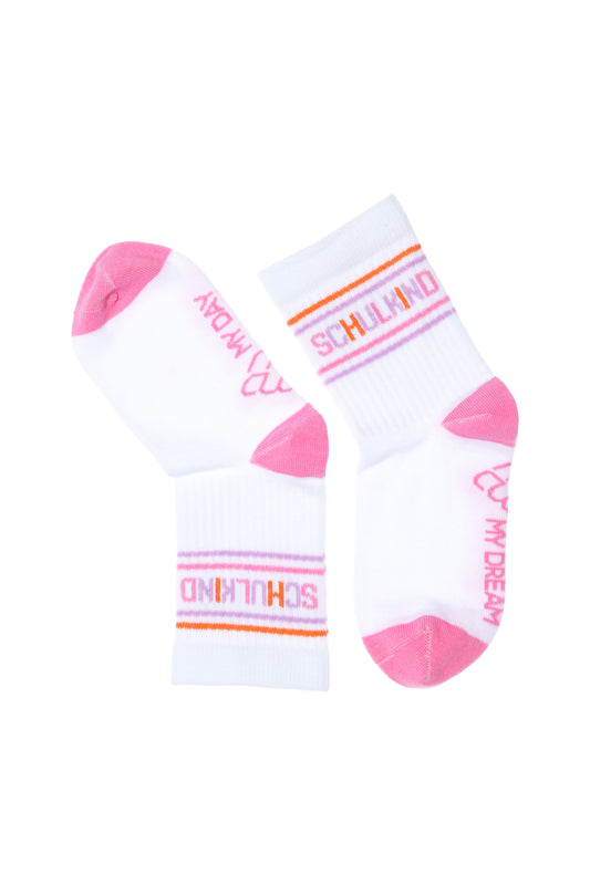 Schulkind Socken Neonpink und Orange