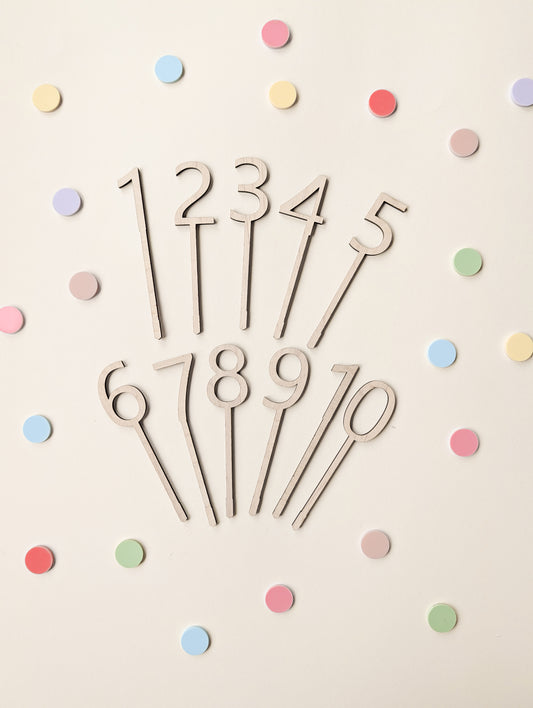 Zahlen-Set | Motivstecker Geburtstagszahl | Holz | Ganzes Set