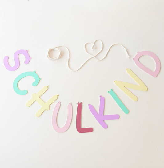Girlande SCHULKIND bunt Pastellfarben