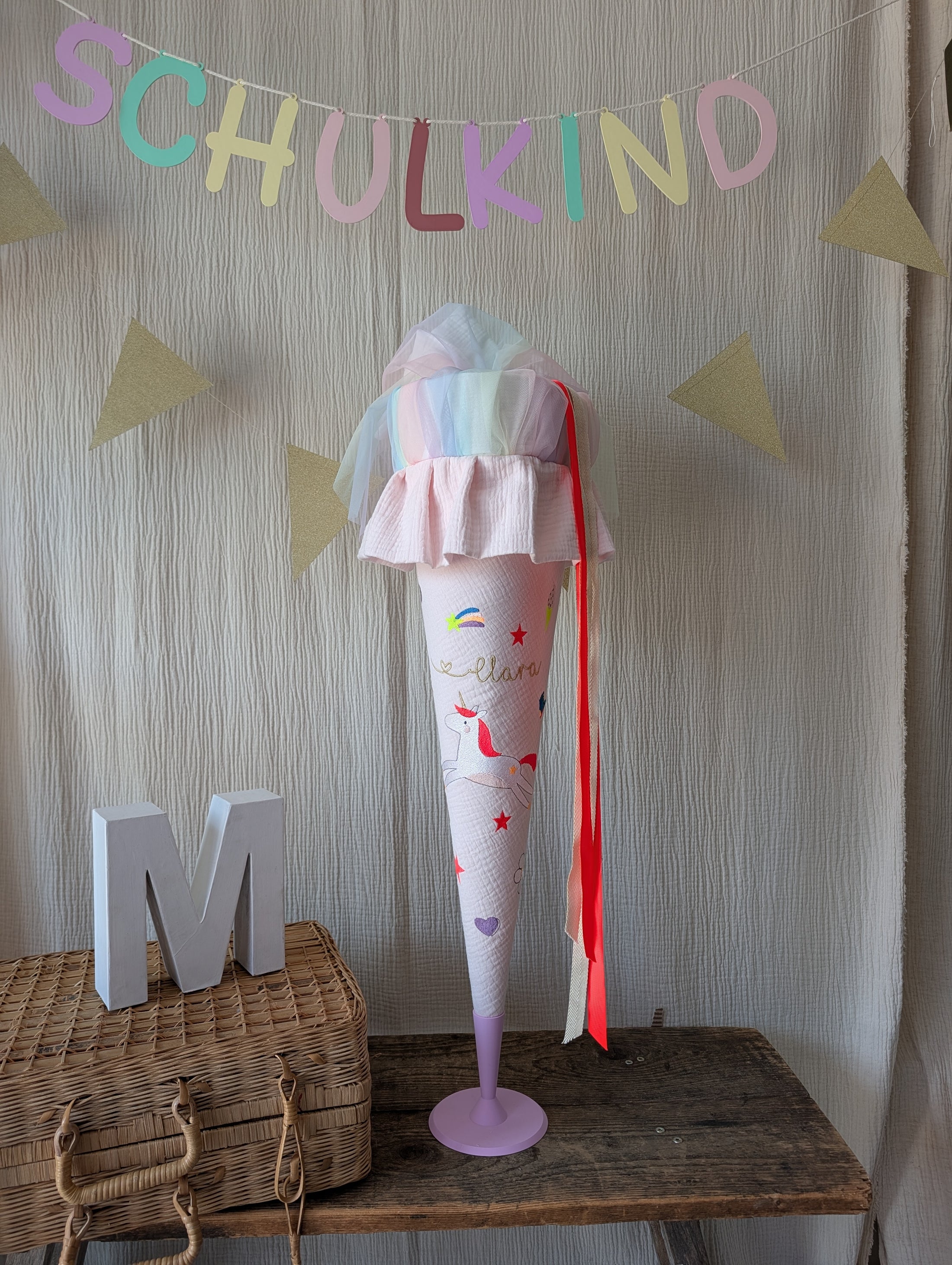 SALE% Schultüte Mini Motive Neon |  | mit Namensstickerei "Clara"