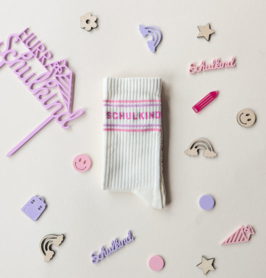 Schulkind Socken Pink, Rosa und Lila