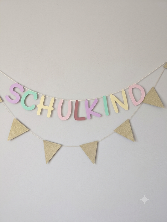 Girlande SCHULKIND bunt Pastellfarben