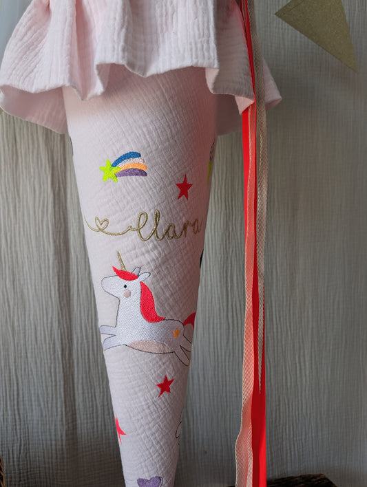 SALE% Schultüte Mini Motive Neon |  | mit Namensstickerei "Clara"